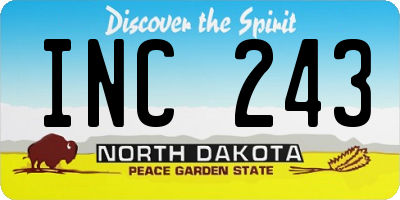 ND license plate INC243