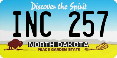 ND license plate INC257