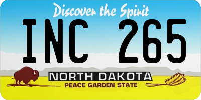 ND license plate INC265
