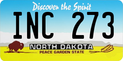ND license plate INC273
