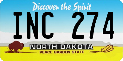ND license plate INC274