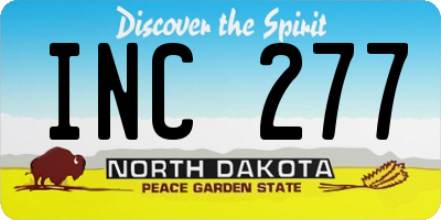 ND license plate INC277