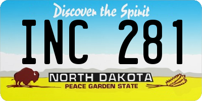 ND license plate INC281