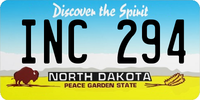 ND license plate INC294