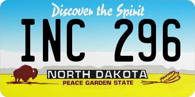 ND license plate INC296