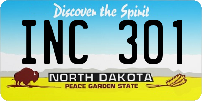 ND license plate INC301