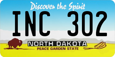 ND license plate INC302