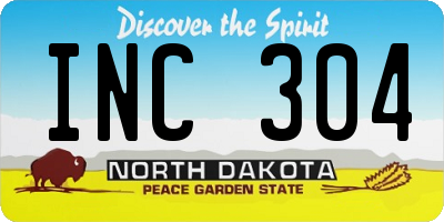 ND license plate INC304
