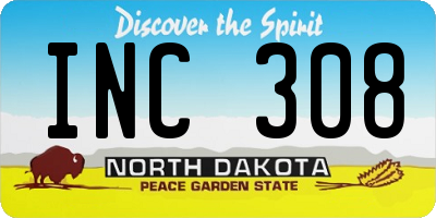 ND license plate INC308