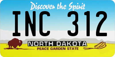 ND license plate INC312