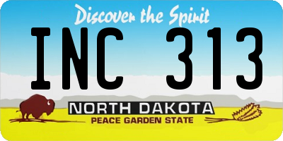 ND license plate INC313