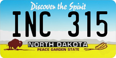 ND license plate INC315