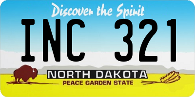ND license plate INC321