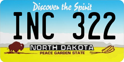 ND license plate INC322