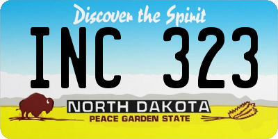 ND license plate INC323