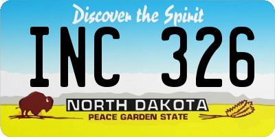 ND license plate INC326