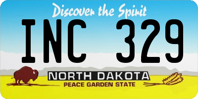 ND license plate INC329
