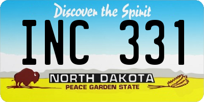 ND license plate INC331