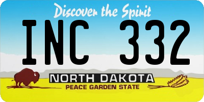 ND license plate INC332