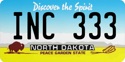 ND license plate INC333