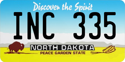 ND license plate INC335