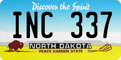 ND license plate INC337
