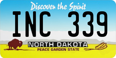 ND license plate INC339