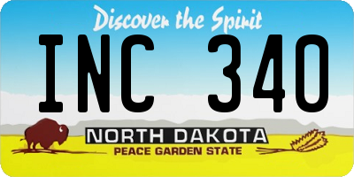 ND license plate INC340