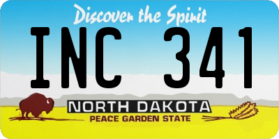 ND license plate INC341