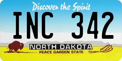 ND license plate INC342