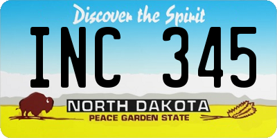 ND license plate INC345