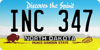 ND license plate INC347