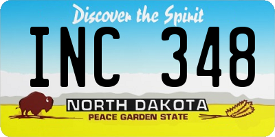 ND license plate INC348