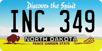ND license plate INC349
