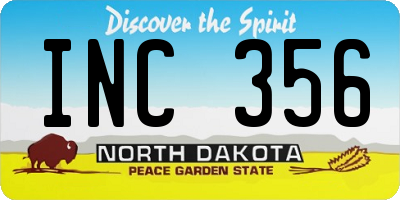 ND license plate INC356