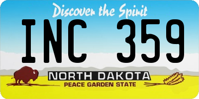 ND license plate INC359