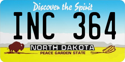 ND license plate INC364