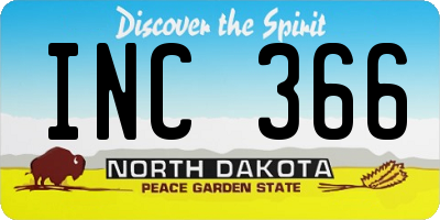 ND license plate INC366