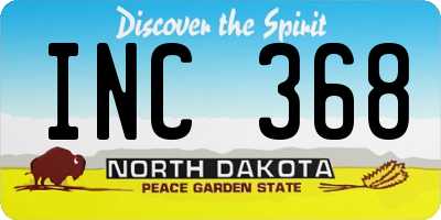 ND license plate INC368