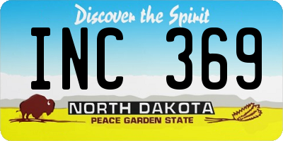 ND license plate INC369