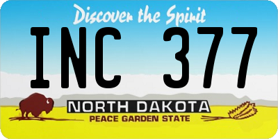 ND license plate INC377