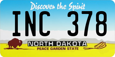 ND license plate INC378