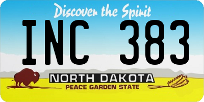 ND license plate INC383