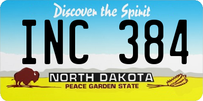 ND license plate INC384