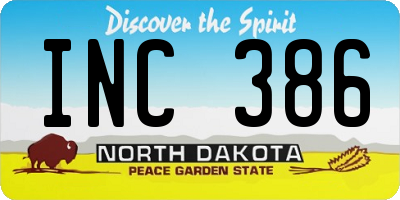 ND license plate INC386