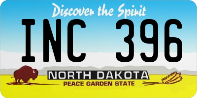 ND license plate INC396