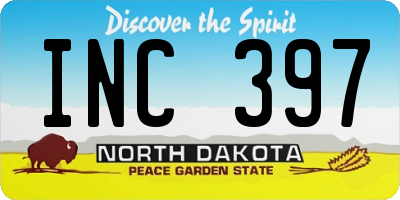 ND license plate INC397