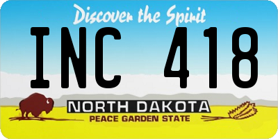 ND license plate INC418