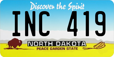 ND license plate INC419