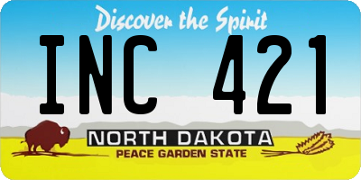 ND license plate INC421